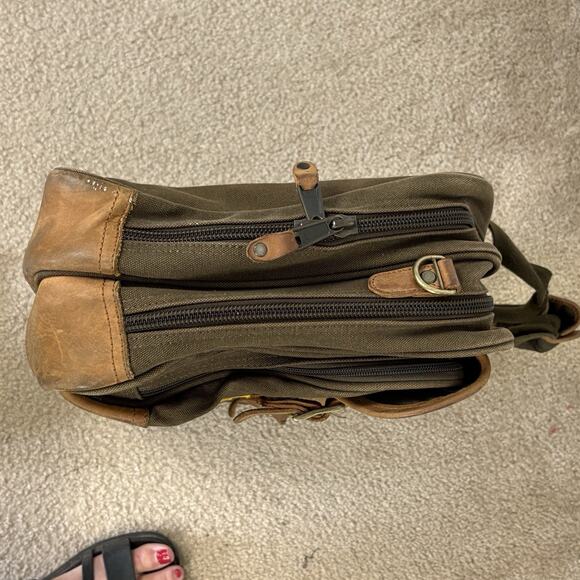 VINTAGE CABELA'S CANVAS & LEATHER Messenger Weekender Bag UPS Embroidered 16x12 - Picture 10 of 10